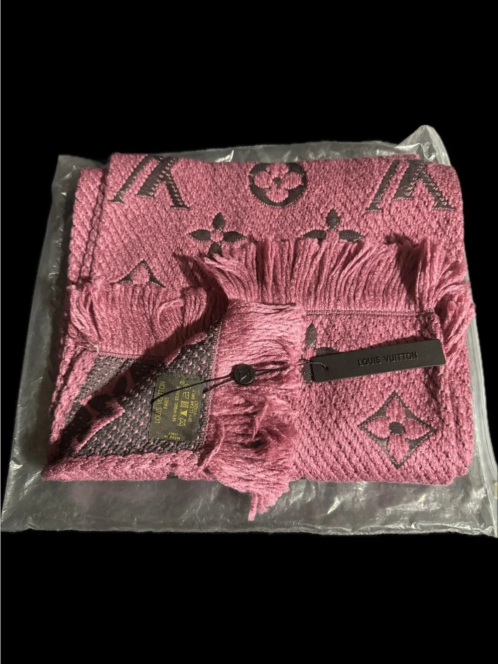 Louis Vuitton Pink Monogram Fringe Wrap Scarf